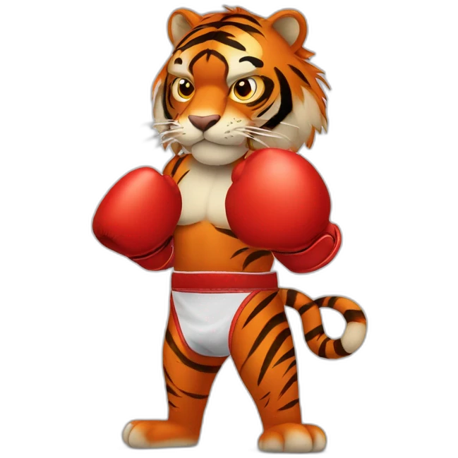 Red fur Tiger wearing boxing gloves  emoji