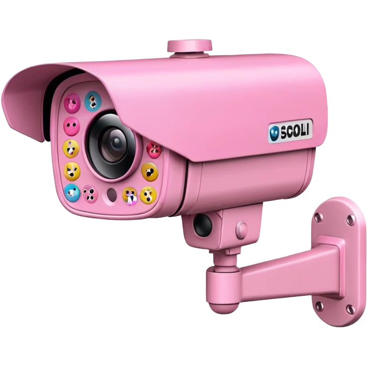 Security Camera pink with stickers 812 emoji