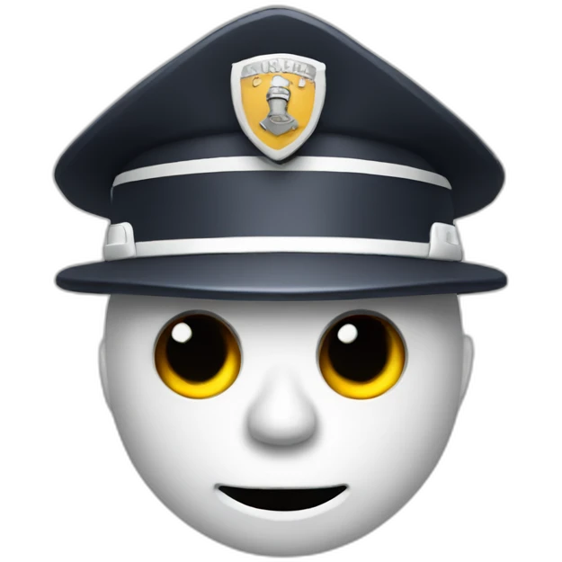white policeman with hat with undead head logo emoji