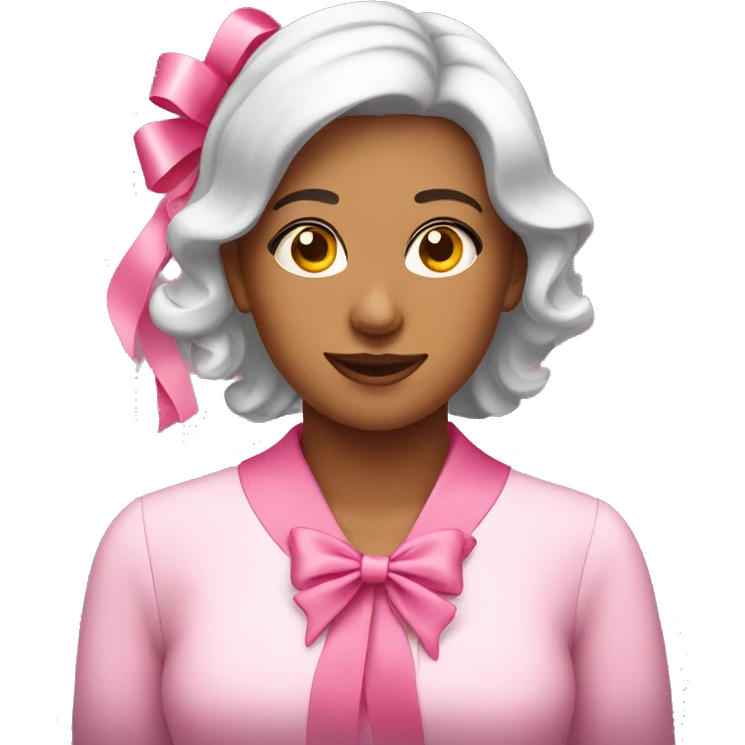 pretty fabulo lady wearing pink ribbons emoji