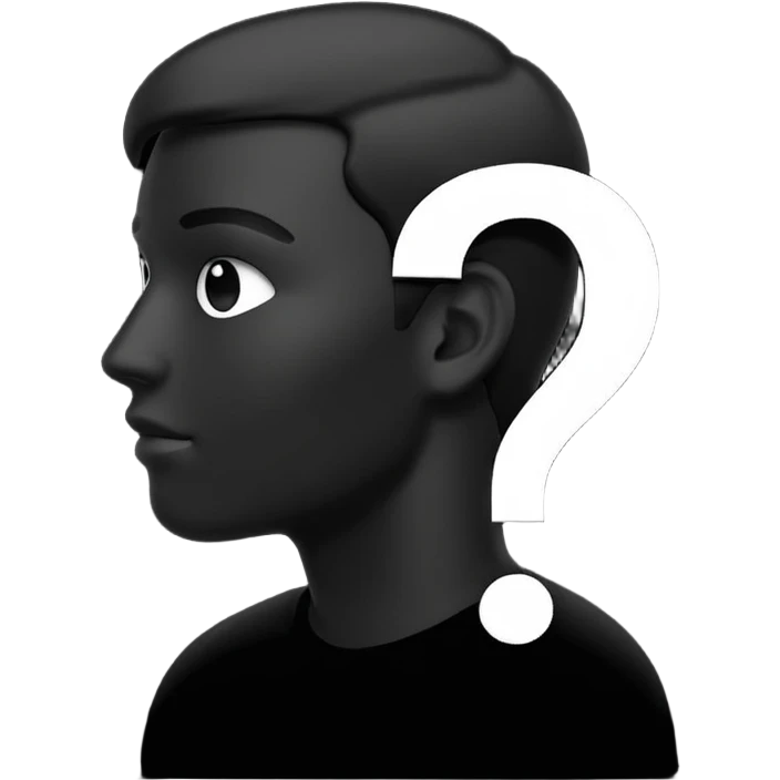 silhouette of a white man with a question mark emoji