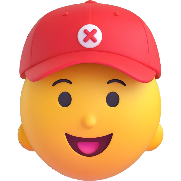 cheerful emoji with a little cap emoji