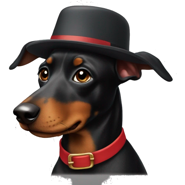 black weenie dog wearing hat emoji