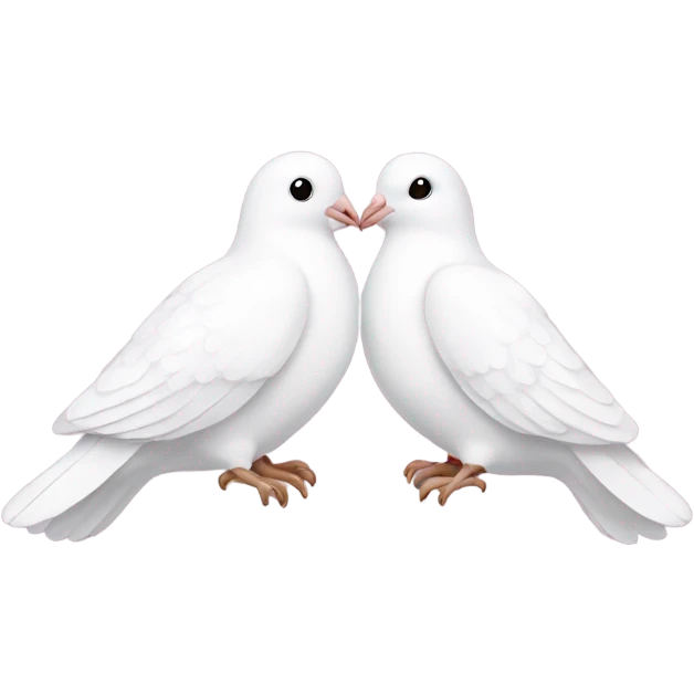 Two White doves with light pink bows around their necks emoji