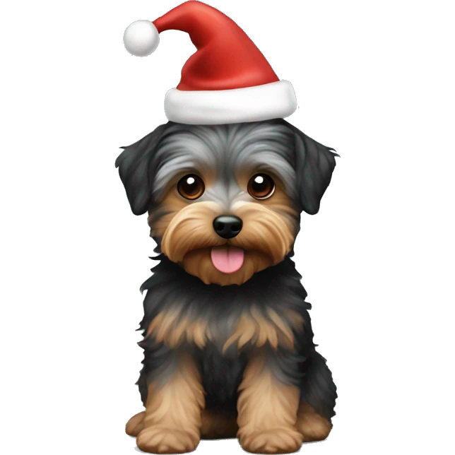 Yorkipoo with Santa hat emoji