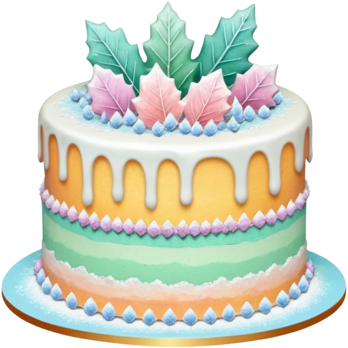 Two layer fall cake adorned with overflowing raw pastel crystals & leaves  emoji