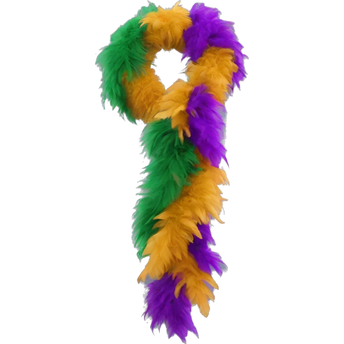 Realistic isolated single stretched out mardi gras color feather boa. emoji