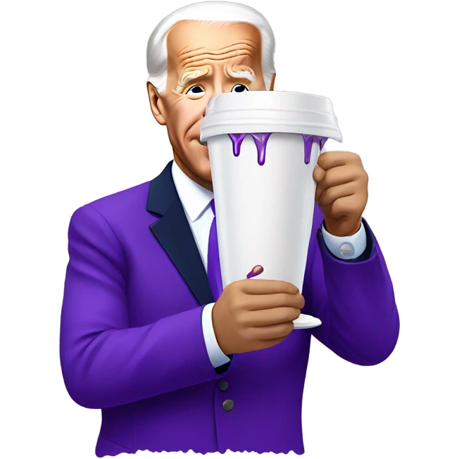 biden with purple liquid spilling out of white cup emoji