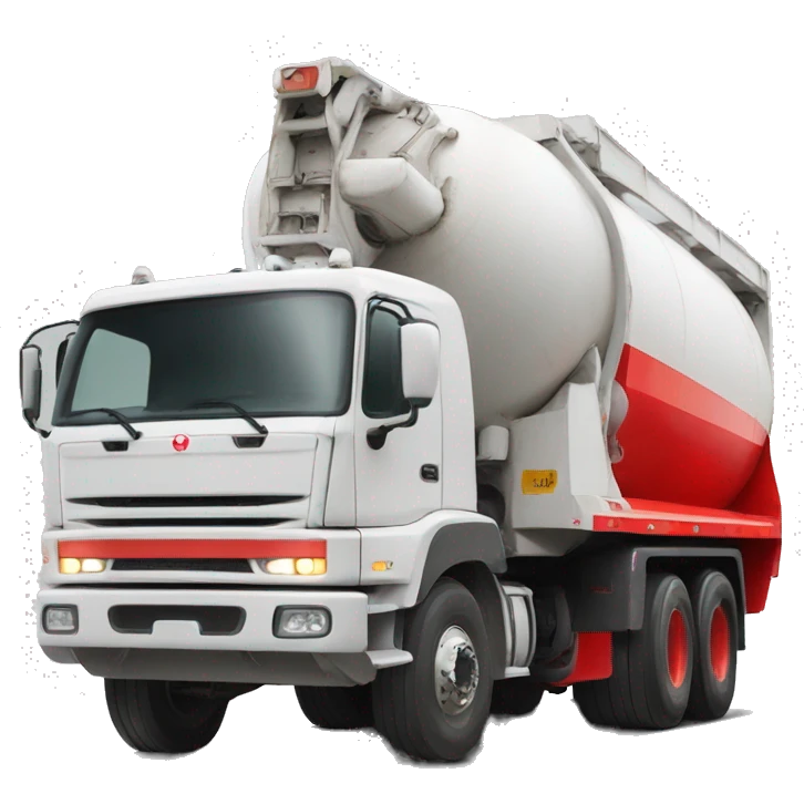 White concrete truck with “rapidmix” in red writing emoji