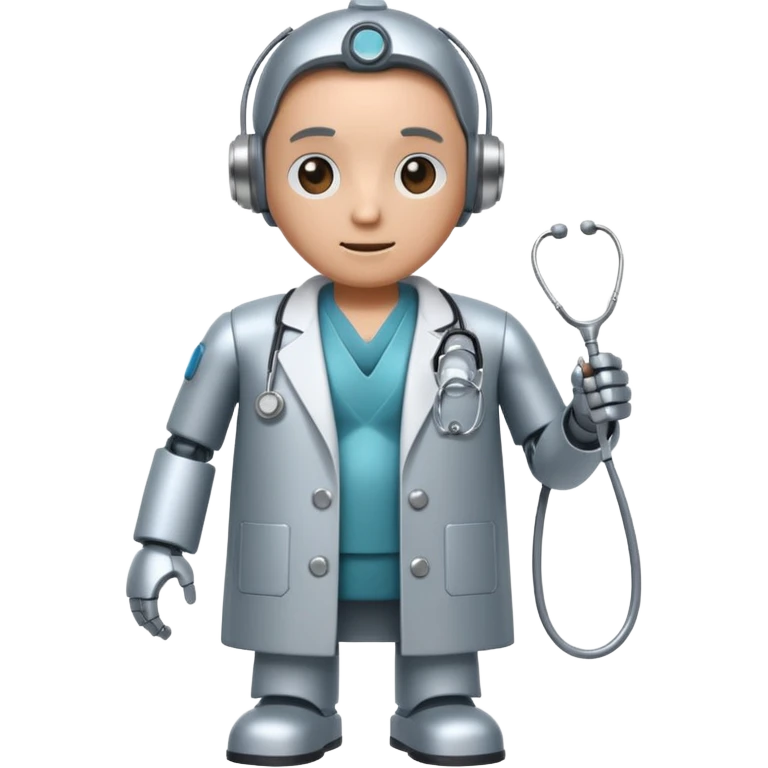 robot with a doctor's coat and a stethoscope emoji