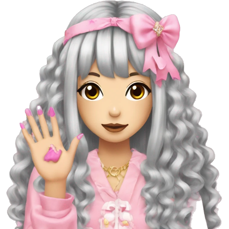 hime gyaru girl showing her nails emoji