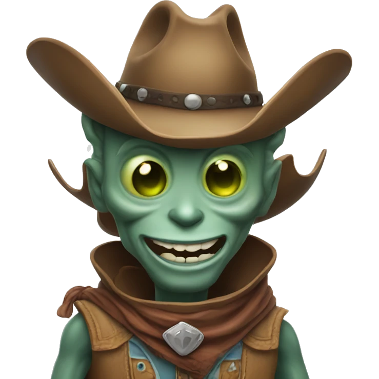 Smiling cowboy alien emoji
