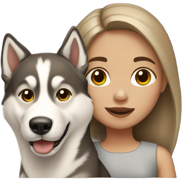 Pale brown hair  girl holding a Husky golden  emoji