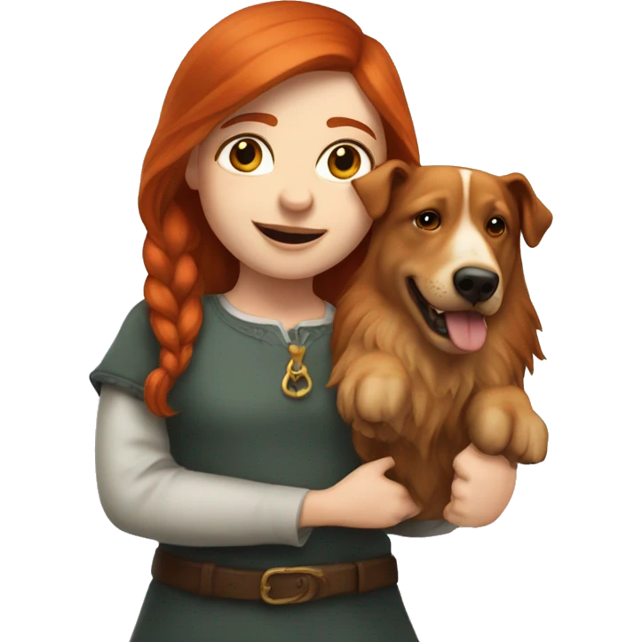 girl druire redhead dwarf with big dog
 emoji