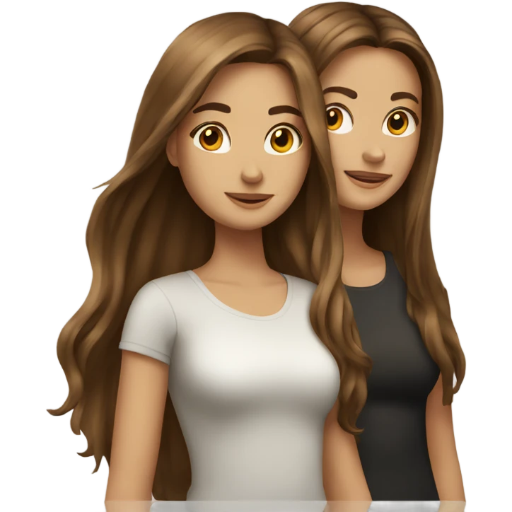 friends with long brown hair both girls  emoji