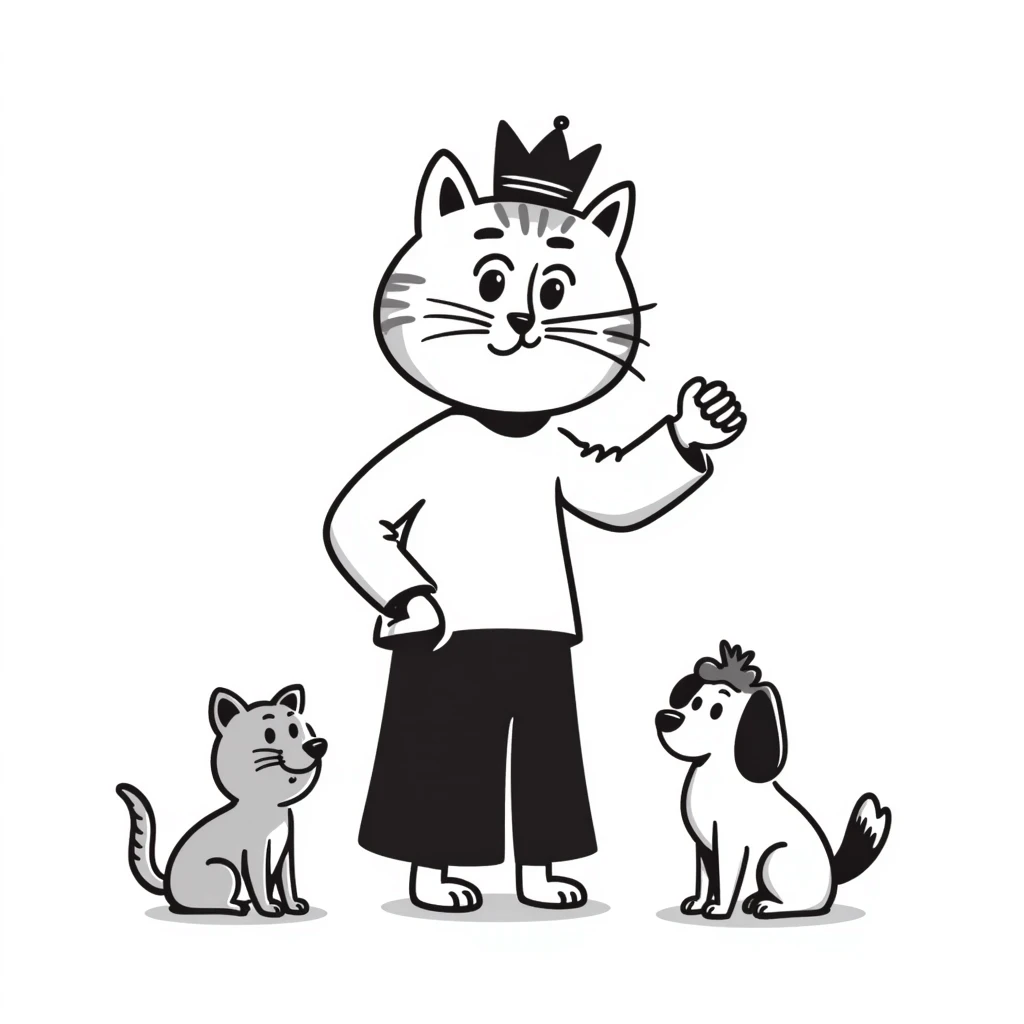 cat with a crown, giving orders to other pets emoji