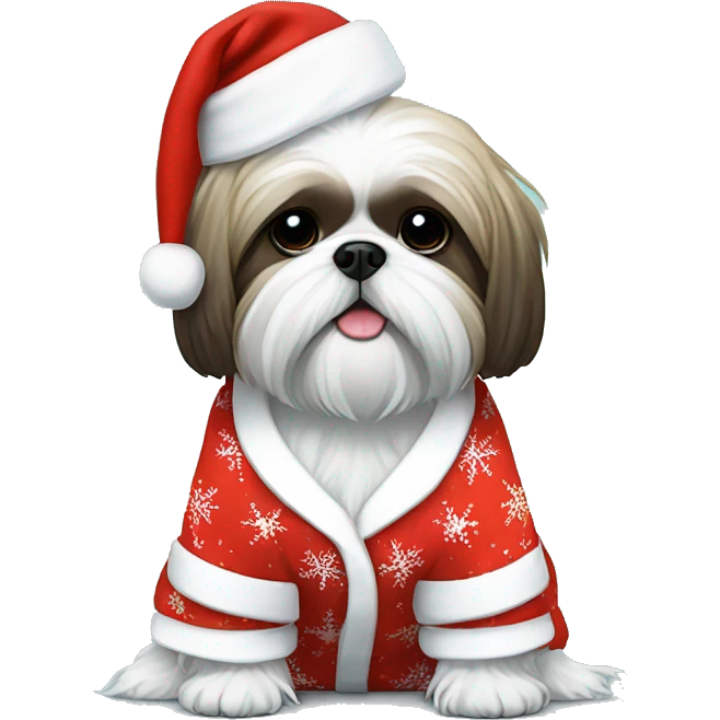 Shih tzu wearing Christmas pyjamas emoji