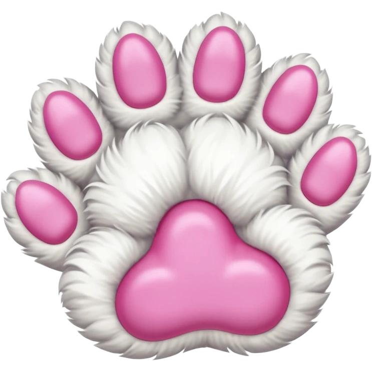 Fluffy white cat paw with six toes and claws emoji