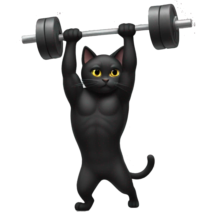 Black cat lifting weights emoji