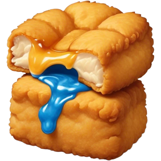 A chicken nugget that’s half bitten with blue inside of it emoji
