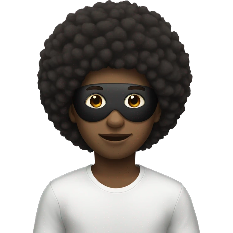 Boy with Afro and panda face mask  emoji