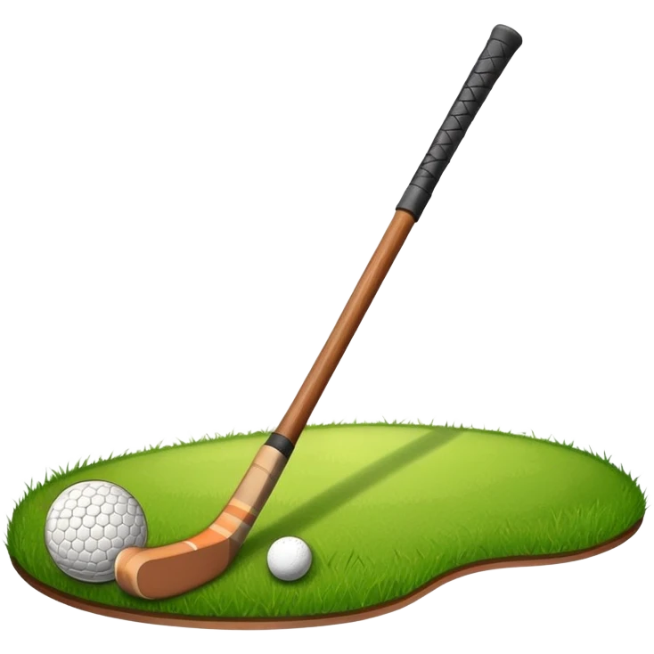 green grass, field hockey stick, field hockey ball emoji