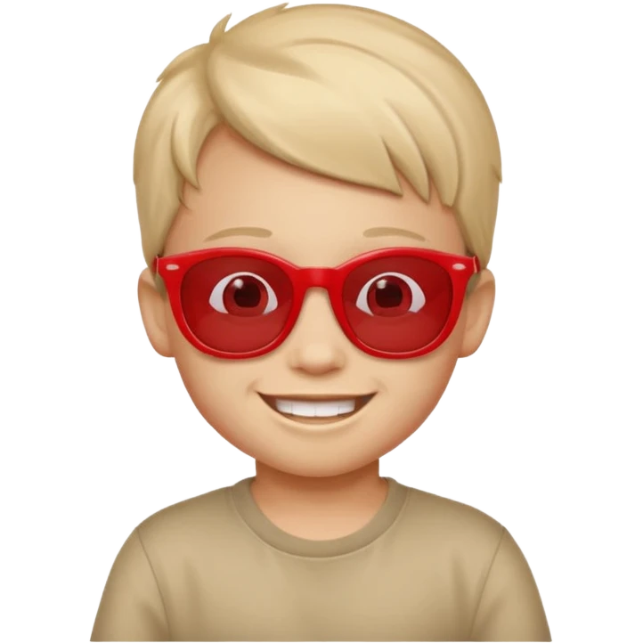 Red sunglasses on head of little boy emoji