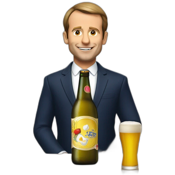 Macron qui boit de la bière emoji