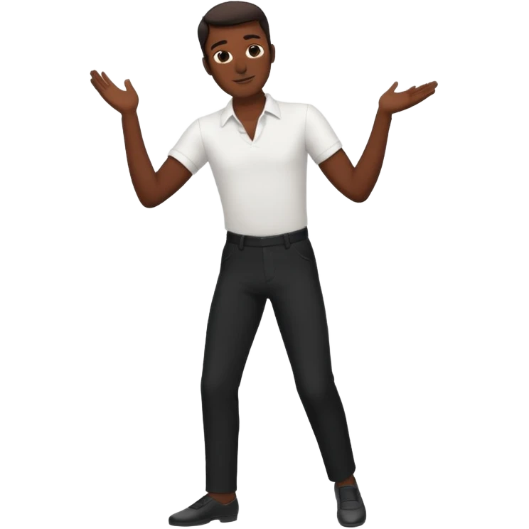 танцующий мужчина в полный рост в рубашке белой и черных брюках emoji