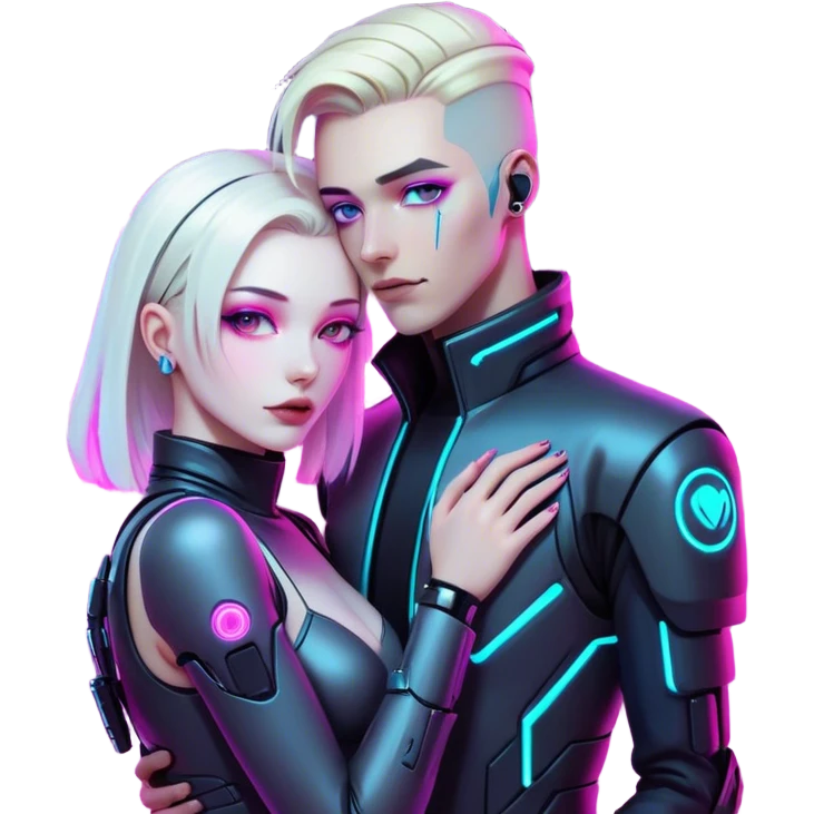cyberpunk neon love emoji