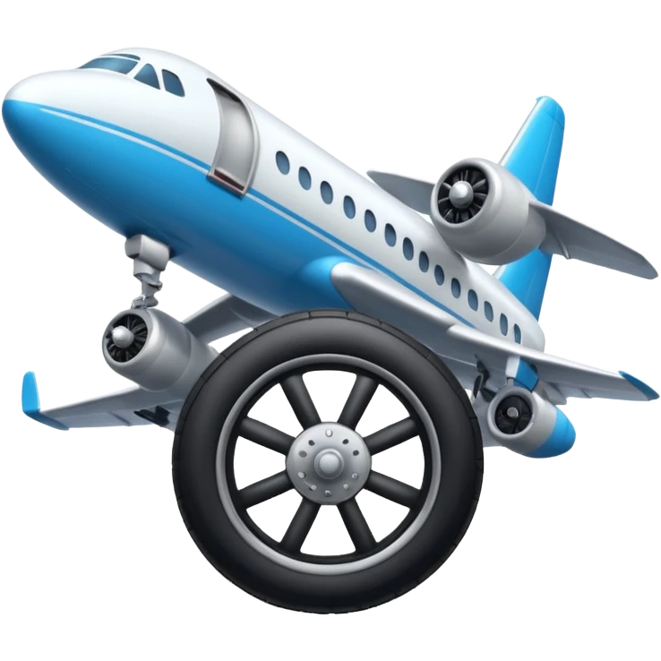 he aircraft's landing gear is one inflated, plump wheel with a strut, black in color, cartoon-style emoji