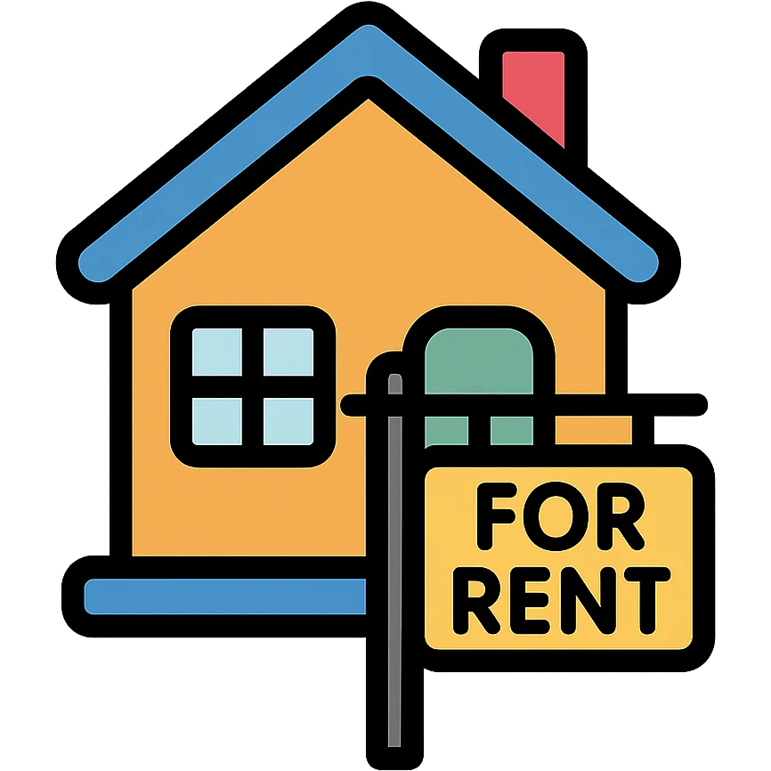 house with a 'for rent' sign icon emoji