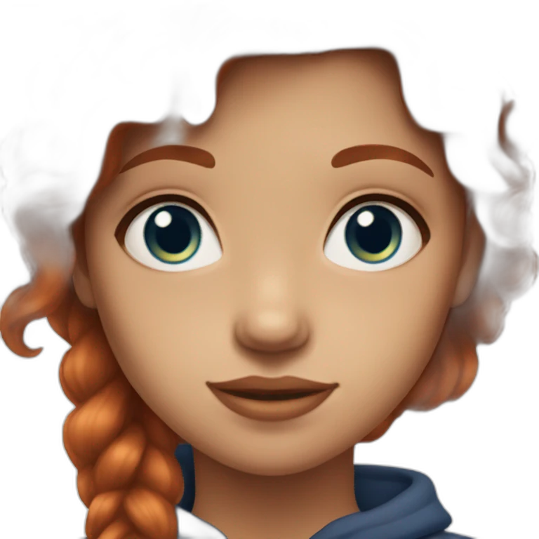 auburn hair colored girl with blue-hazel eyes emoji