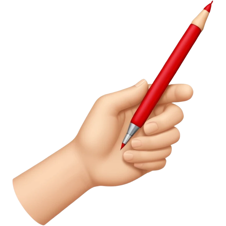 рука телесного цвета что то пишет красной ручкой emoji