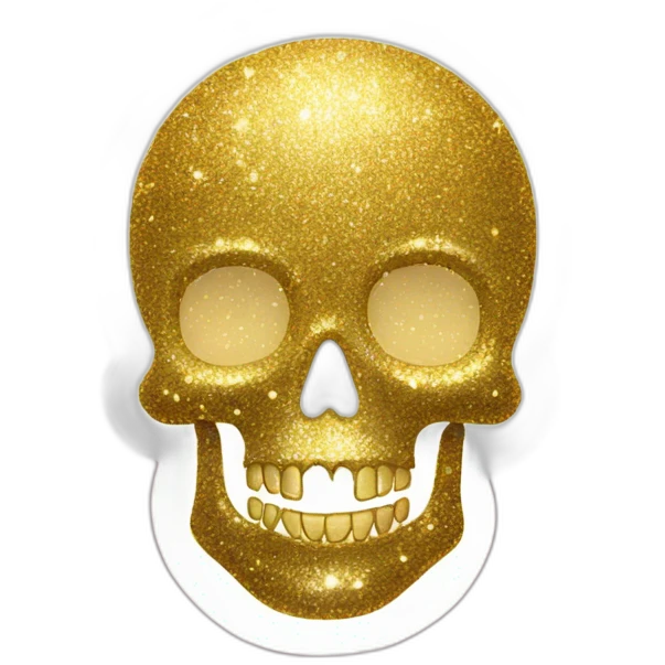 Gold glitter skull emoji