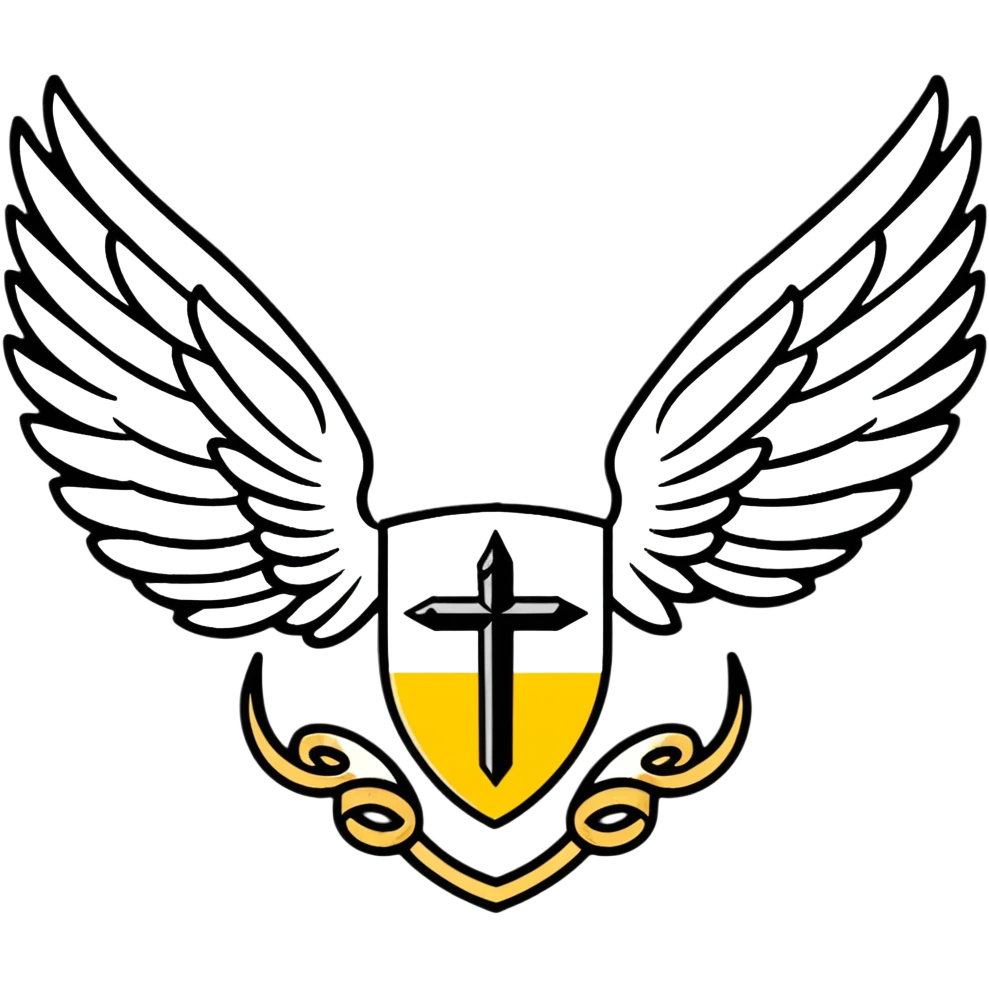 White heraldic emblem with wings emoji
