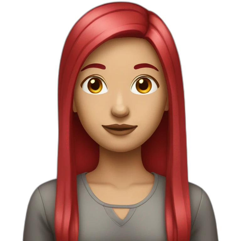 girl-long-straight-rosered-hair-like emoji