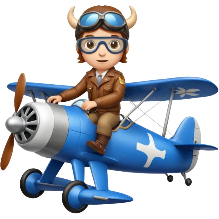  cow pilot riding blue plane emoji
