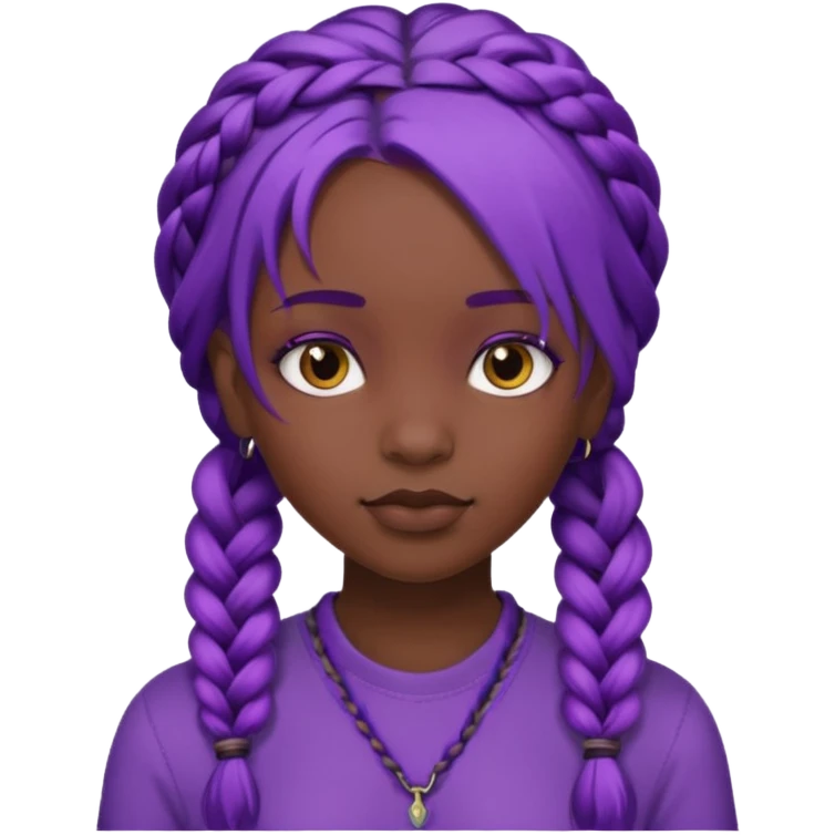 Dark skinned and purpled haired deaf girl. emoji