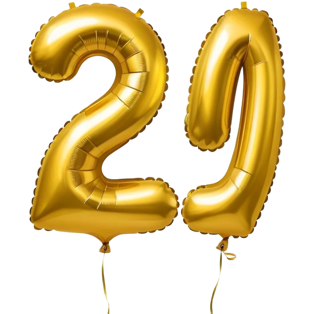 20 number in gold baloons emoji