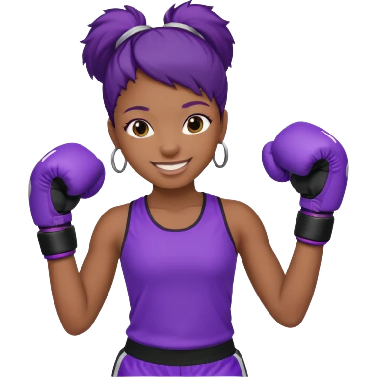 now make a girl whose black in purple kickboxing full shirt emoji