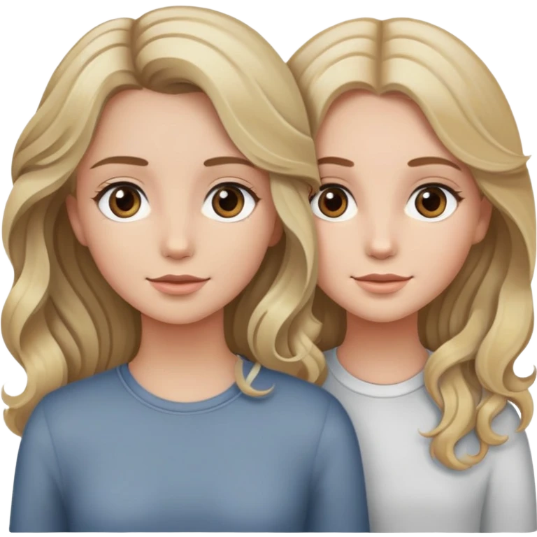 do a girl with grey eyes (blue?) and wavy blond hair and her best friend with hazel eyes and brown straight / wavy hair emoji