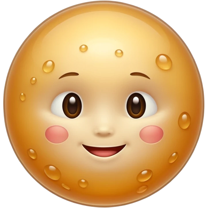 Cute, smiling, glowing stem cell with small protrusions. White background. emoji