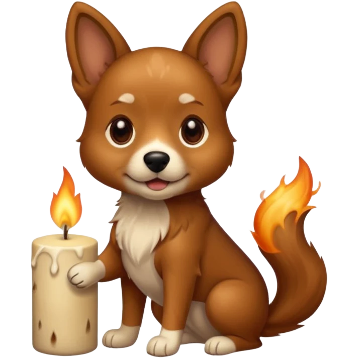 dog holding a lit aromatic candle in hand emoji