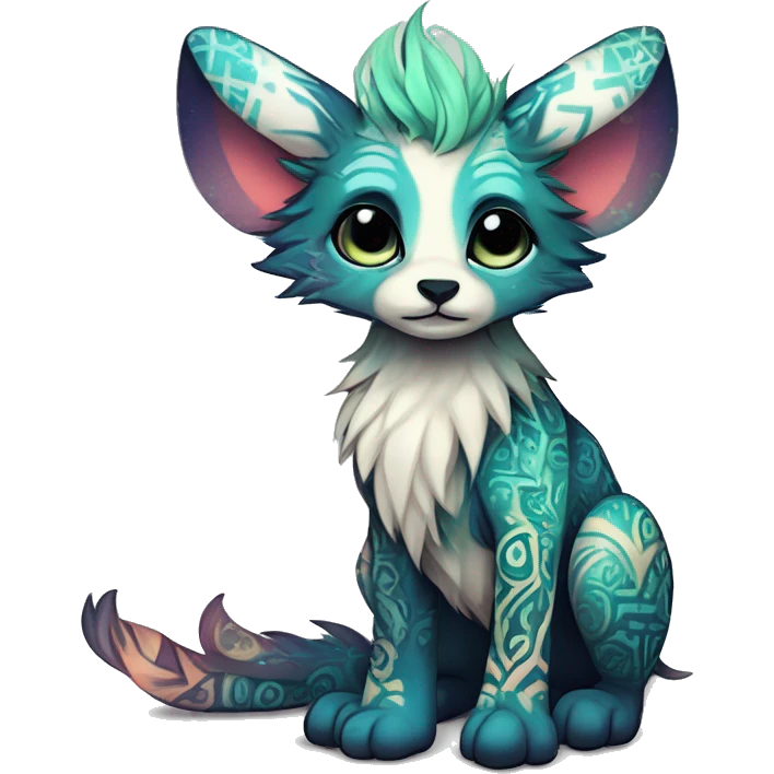 cute Kawaii edgy ethereal shy epic fantasy animal fursona Fionbri creature by griffsnuff & LiLaiRa & Falvie with exotic colors with intricate patterns full body emoji