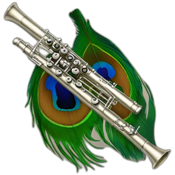 Flute with peacock feather  emoji