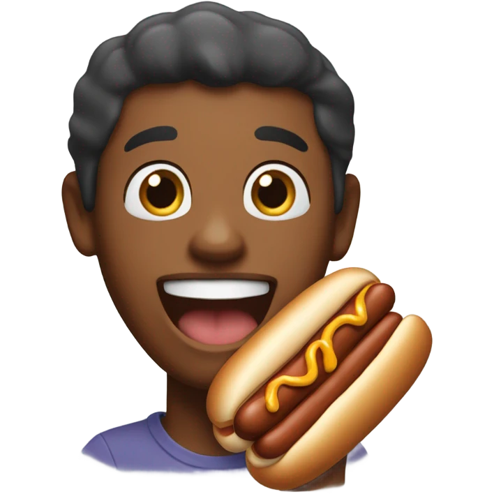 brown skin emoji eating hotdog weiner  emoji