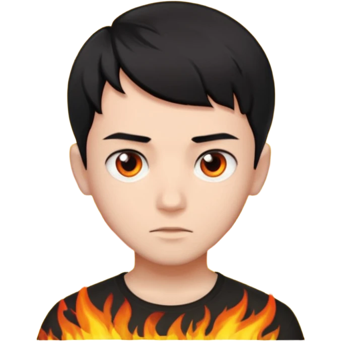 An Emoji of boy with short black hair, who can be described by three words: risk-taker, fire, realist emoji