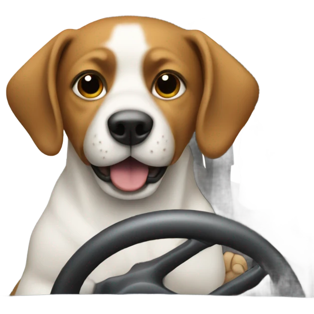 a dog driving a car emoji