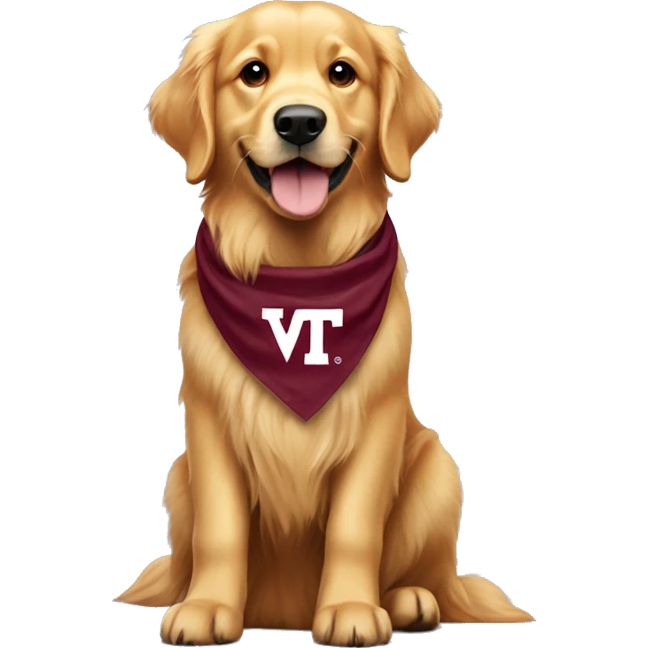 golden retriever with virginia tech bandana  emoji